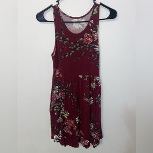 Burgundy Dress with Flow Pattern Size Small